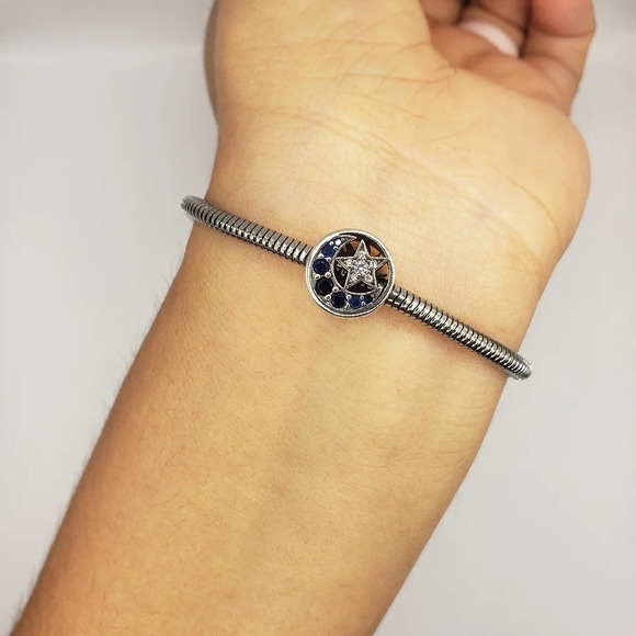 Bracelet Charm You're My Universe Moon Sun Stars Round 925 Sterling Silver Charm - Picture 2 of 7